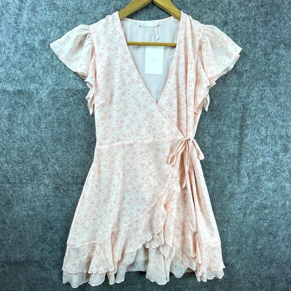 Oak + Fort Dress XS Pink Rose Floral Ruffle Frilly Romantic Feminine Girly - Picture 1 of 7